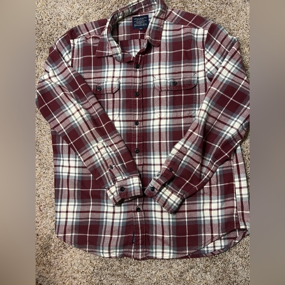 American Eagle Flannel Shirt Long Sleeve Button Down Multicolor 100% Cotton - Picture 8 of 13